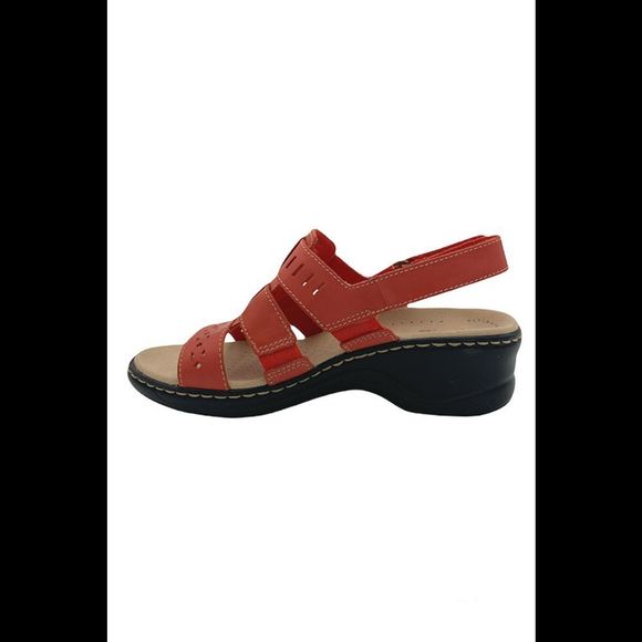 Clarks Collection Leather Cut-Out Sandals Lexi Qwin Coral - Medium - Picture 3 of 5